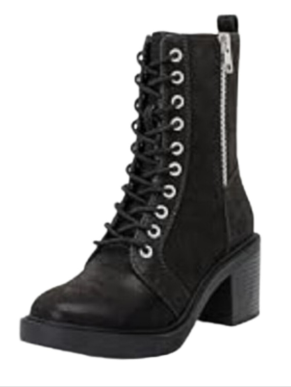 Ruiee Black Lace-Up Block Heel Boots Sz 8.5